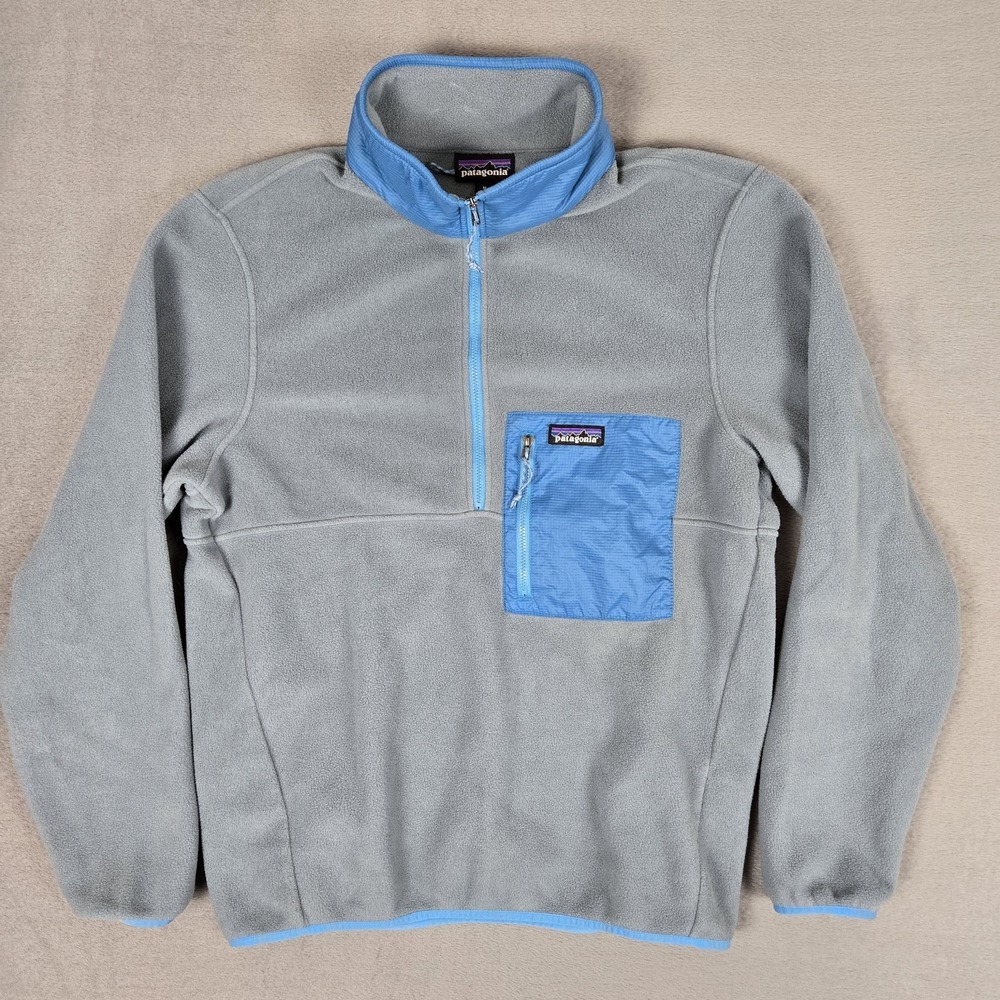 PATAGONIA Fleece Pullover Mens Medium Microdini 1/2 Zip Lightweight Outdoor Gray